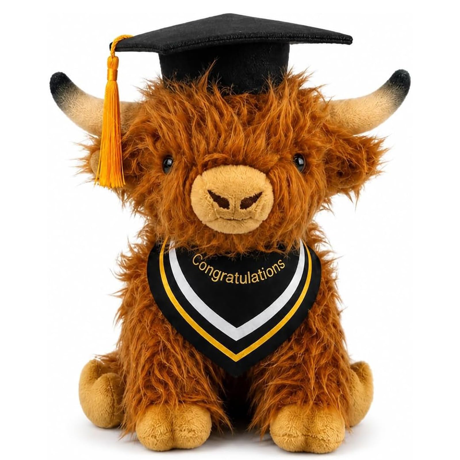DXPETA 2-Piece Graduation Cow Plush with Gift Bag Set, 35cm Large Doctoral Cap and Gown Toy for PhD Masters University Students, Class of 2026 Keepsake and Graduation Photography Prop