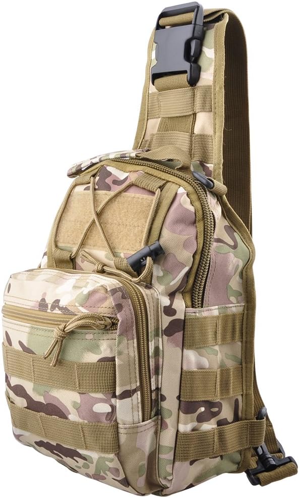 Qcute Tactical Backpack, Waterproof Military Cross-body Molle Sling Shoulder Backpack Chest Bag for Outdoor Every Day Carry