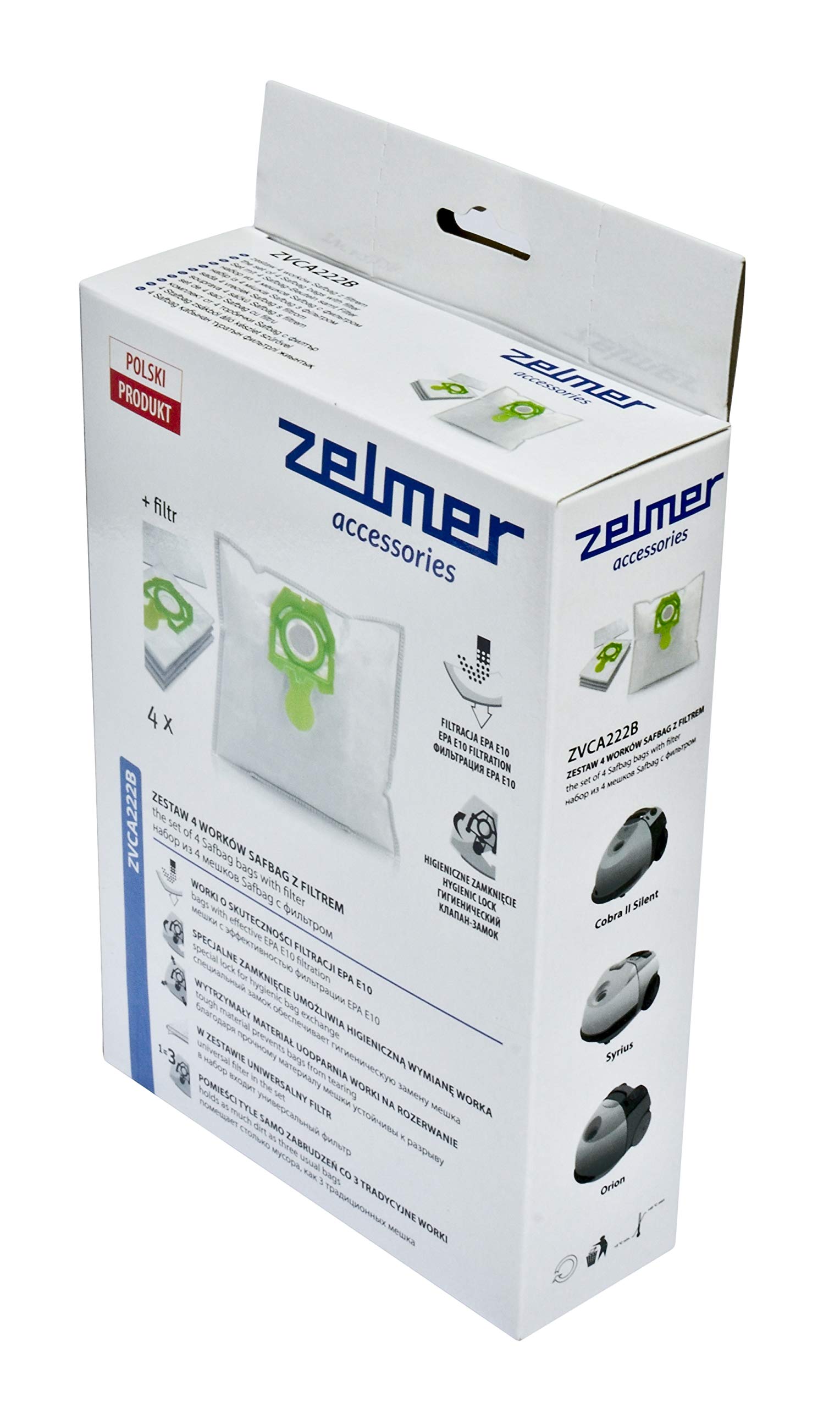 Zelmer ZVCA222B - Zelmer worki Safbag ZVCA222B 4 szt+filtr zielony