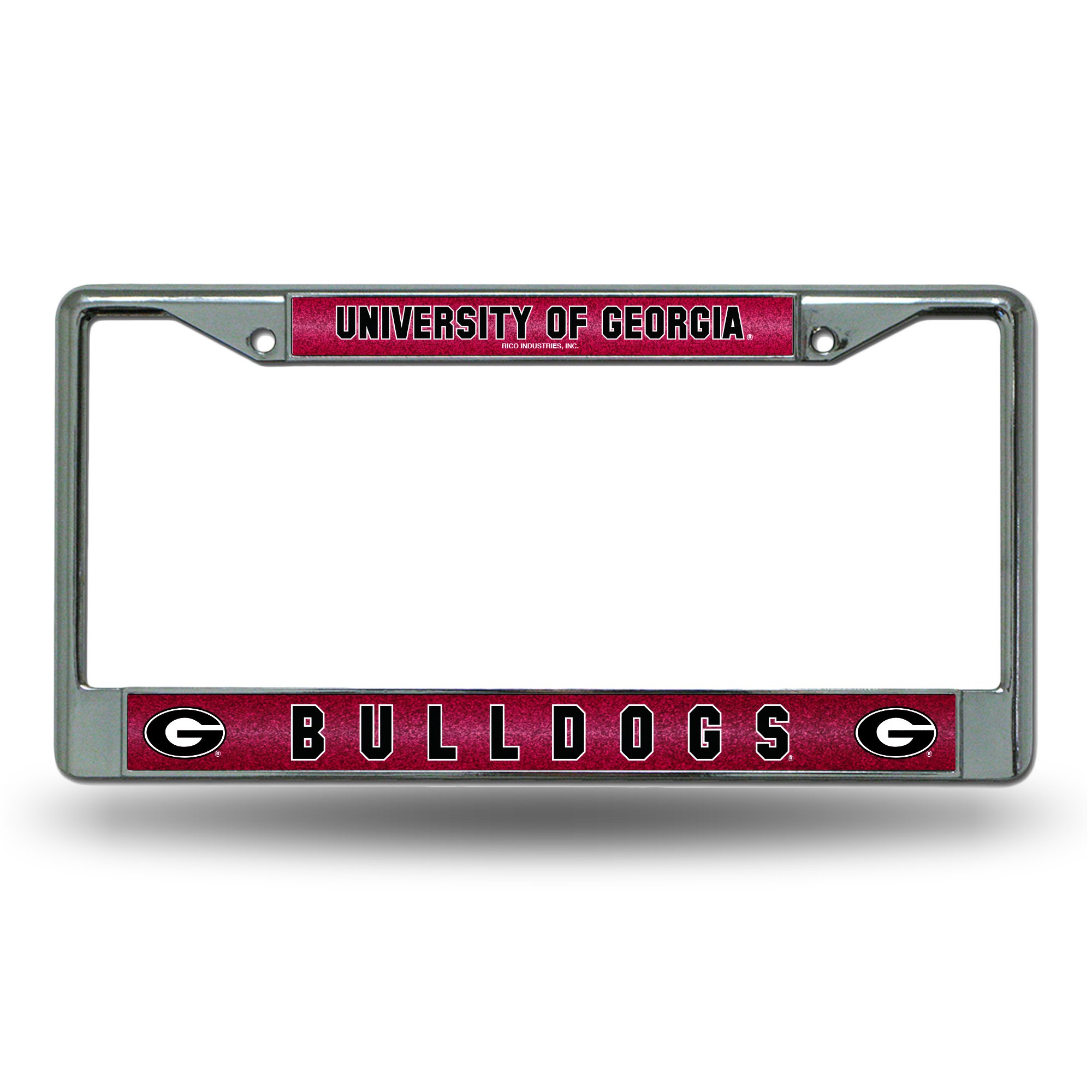 Rico Industries NCAA Bling Chrome License Plate Frame with Glitter Accent, Georgia Bulldogs