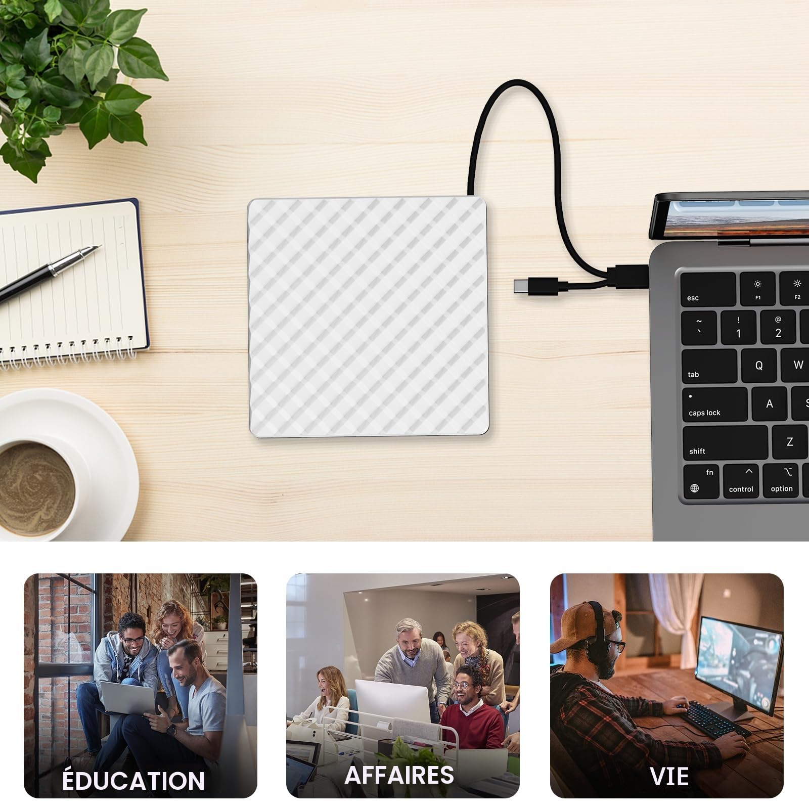 BENEWY Lecteur DVD CD Externe,USB 3.0 Graveur DVD CD Externe Lecteur CD/DVD/ROM Optique Externe pour PC Laptop, Macbook, Mac OS,Windows11/10/8.1/7/XP/Vista