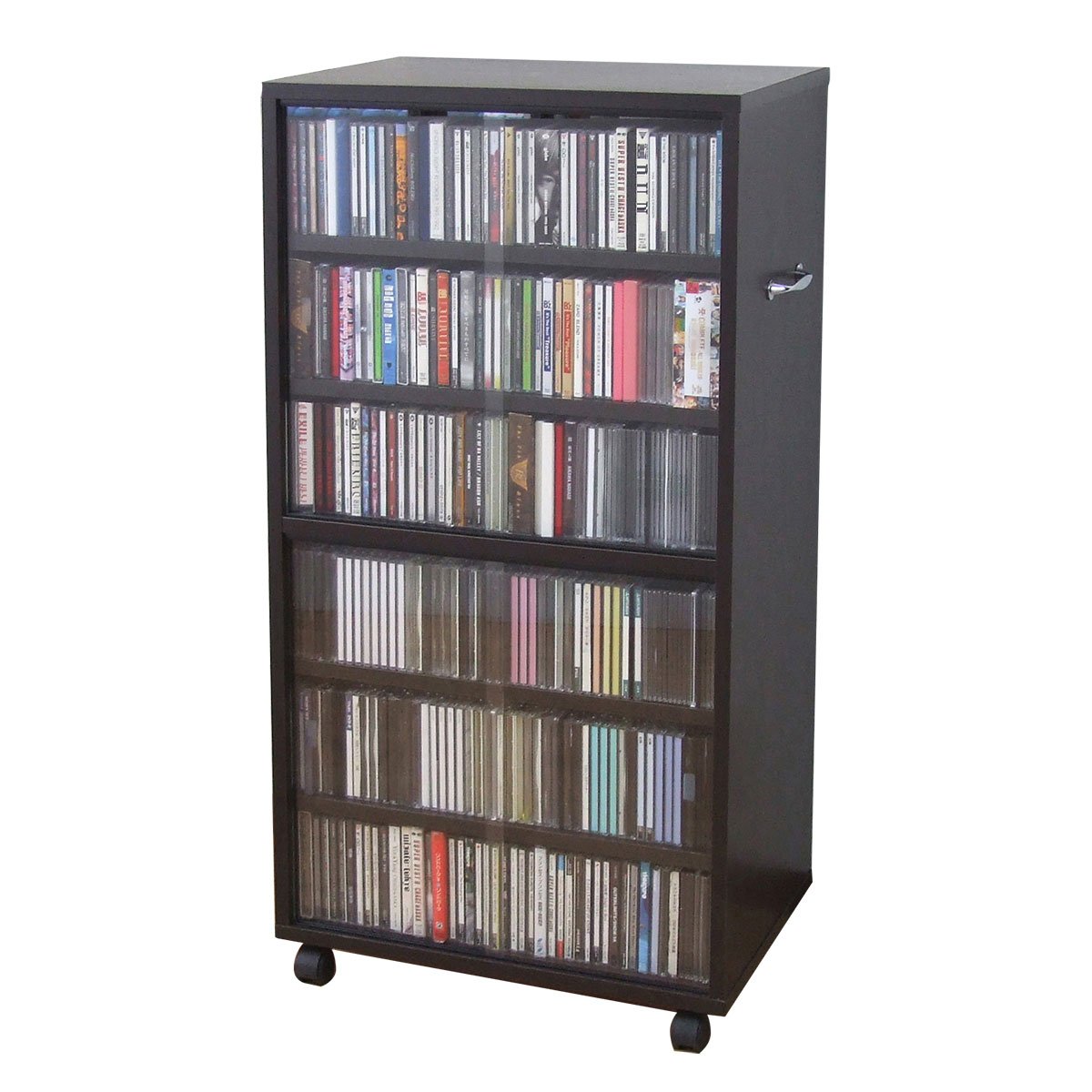 Amazon｜クロシオ CDビデオ収納 ワイド型 ブラウン 幅53cm 