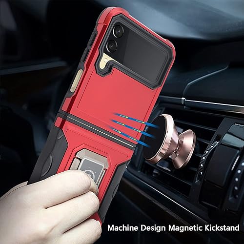 Miniatura 7 de Compatible con Galaxy Z Flip 3 Ring Case, Slim Magnetic Phone Case Premium Thin Full Protection Hard PC con agarre antideslizante, funda protectora