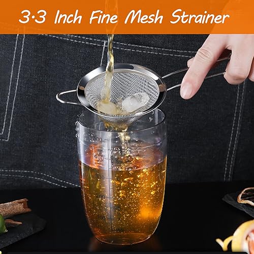 Miniatura 6 de Biaungdo 2 coladores de malla fina de 3.3 in3.3 pulgadas, colador de té de acero inoxidable, coladores de malla cónica para cóctel, café, alimentos,
