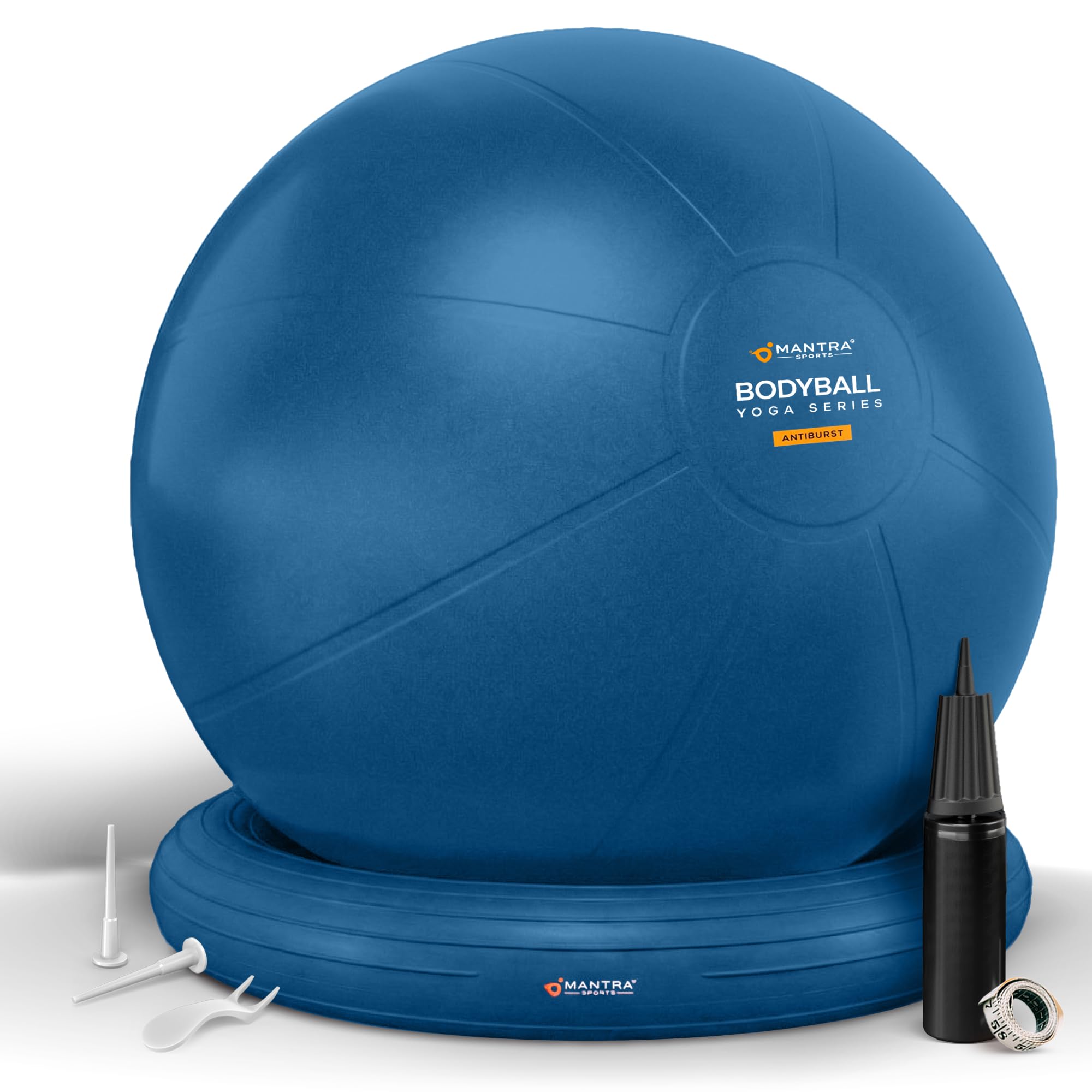Yoga Ball Chair for Office Desk with Base - Ergonomic Balance &amp; Stability Exercise Ball Seat for Adults - Active Sitting for Posture, Core &amp; Back Pain Relief, Home Gym, Therapy, Pump