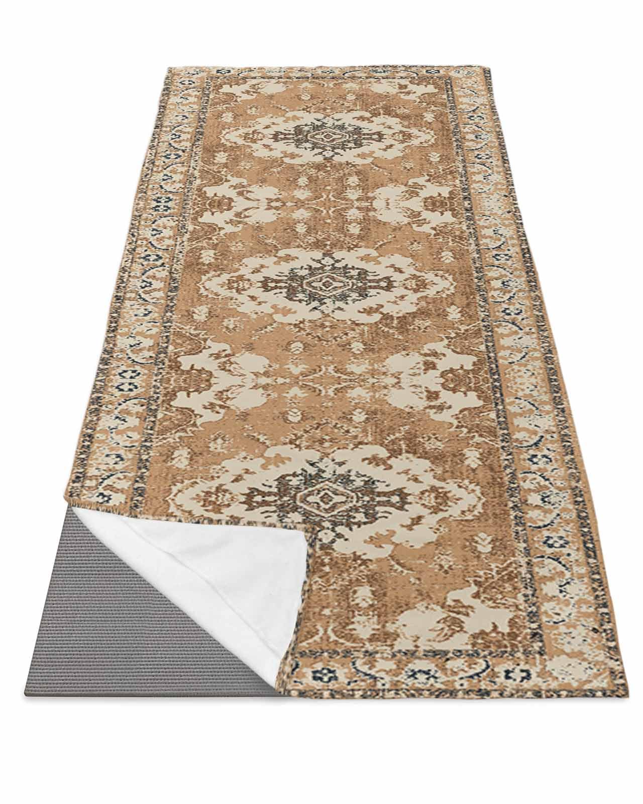 DecorLovee Yoga Mat Towel for Hot Yoga, Brown Boho Absorb Sweat Microfiber Yoga Towel Non Slip Yoga Mat Towel with 4 Corner Pockets for Bikram, Pilates, Southwestern Vintage Geometric Art 26