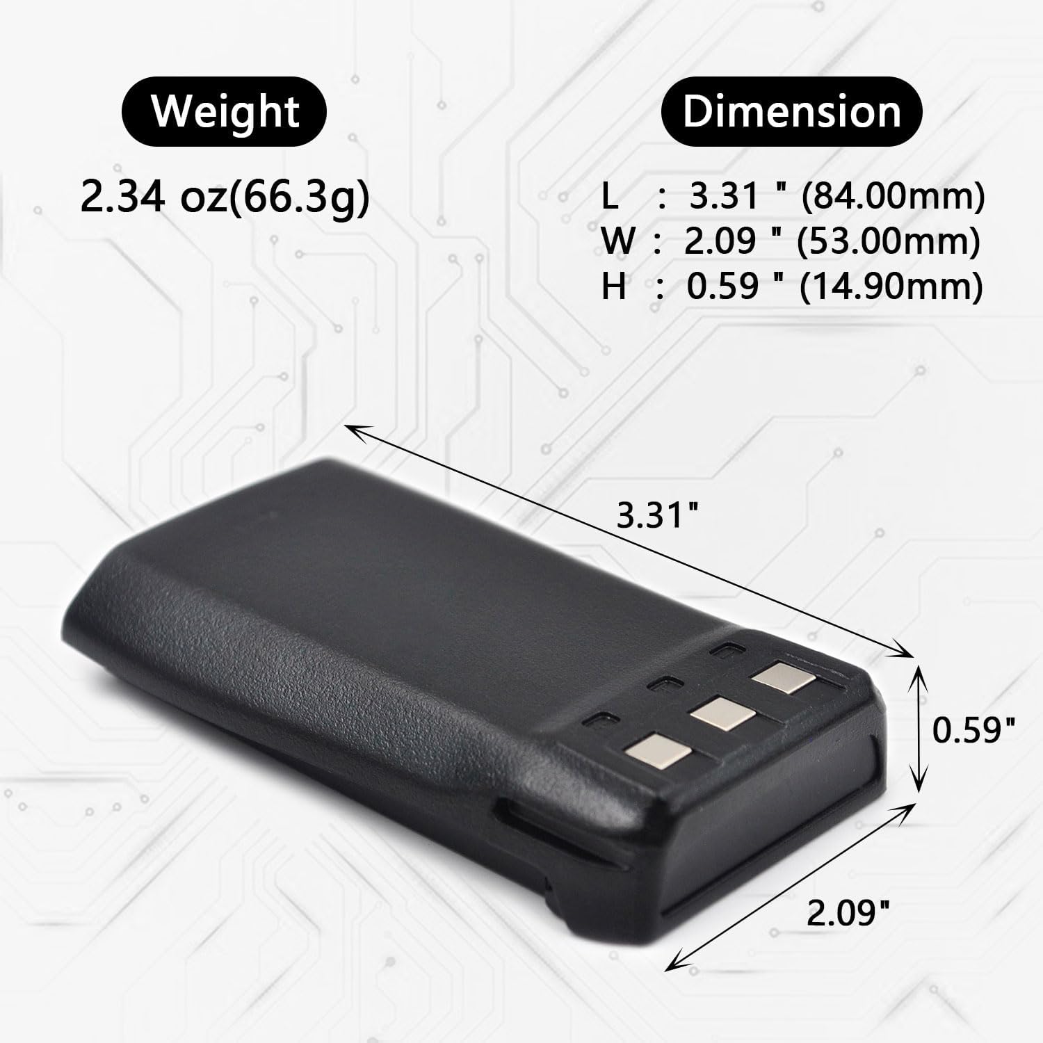 elxjar (2-Pack) 7.4V 2000mAh Li-ion Replacement Batteries Compatible with UV-B Series Radios, UV-B5, UV-B6 Two-Way Walkie Talkies, Model BL-B - Image 2