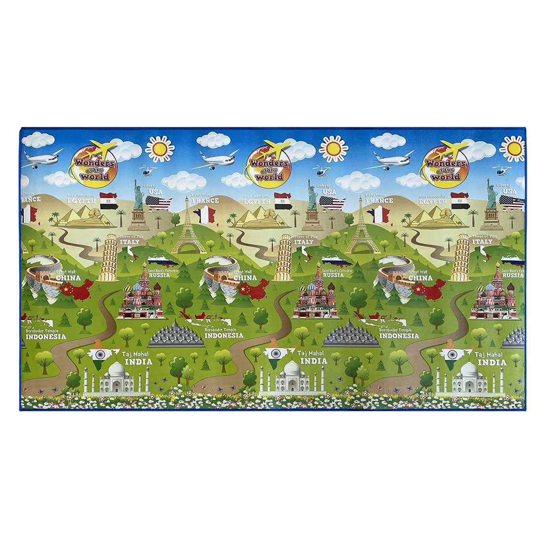 Acomoda Textil – Alfombra Infantil Impermeable y Acolchada para Aprender y Jugar 120x200 cm. Alfombra Antideslizante y Duradera de Fácil Limpieza para Dormitorio y Salón. (Países)