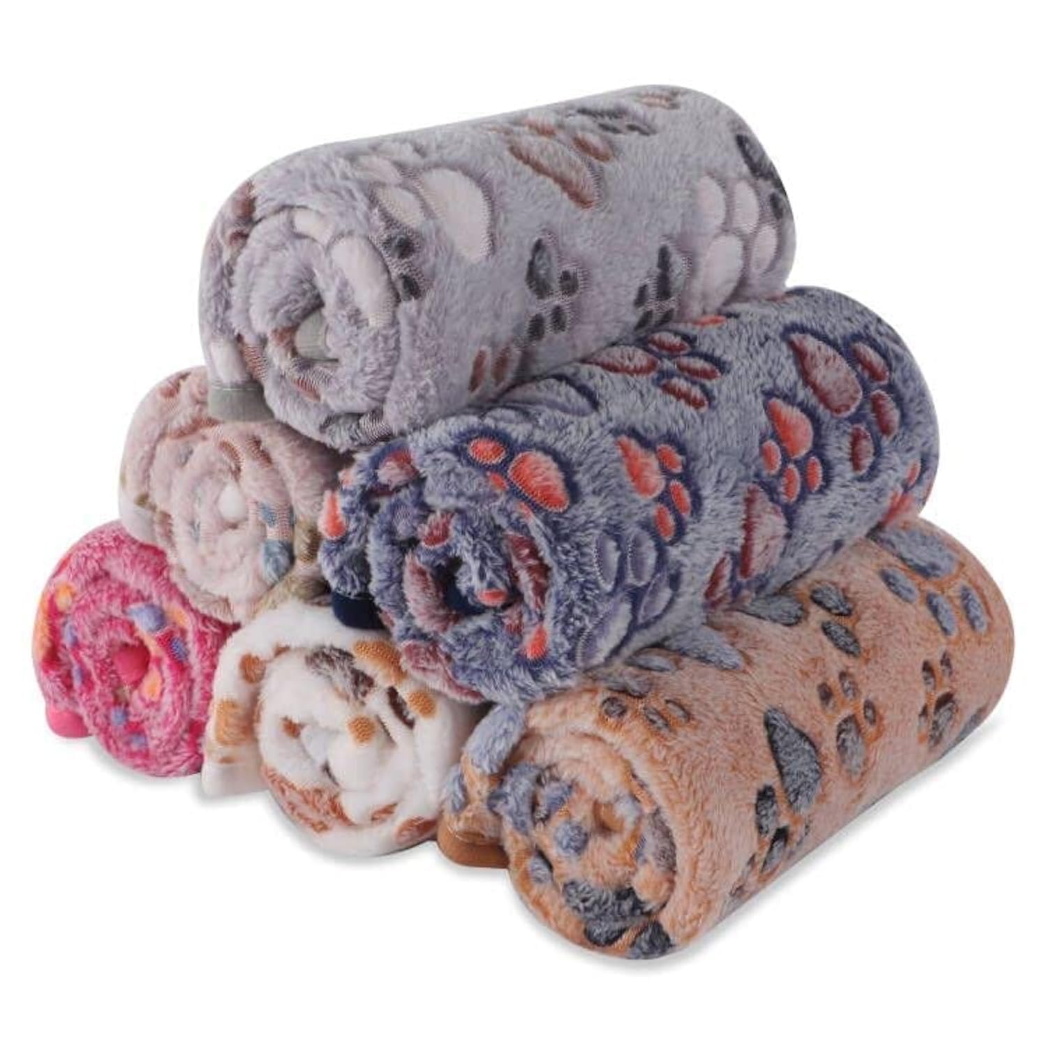 BVAGSS 6 Pezzi Piccola Coperta per Cane, Lavabile Soffice Morbida e Calda Flanella Copertine per Cani/Gatto di piccola e media taglia per dormire XH075 (104 x 76 cm, Multicolore)