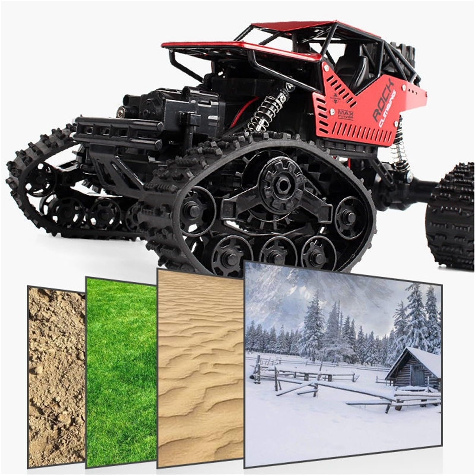 Aleación Escalada Tracción 4 Ruedas Coche teledirigido Off-Road Pista Neumático Moto de Nieve Coche Infantil (Rojo, Talla Única)