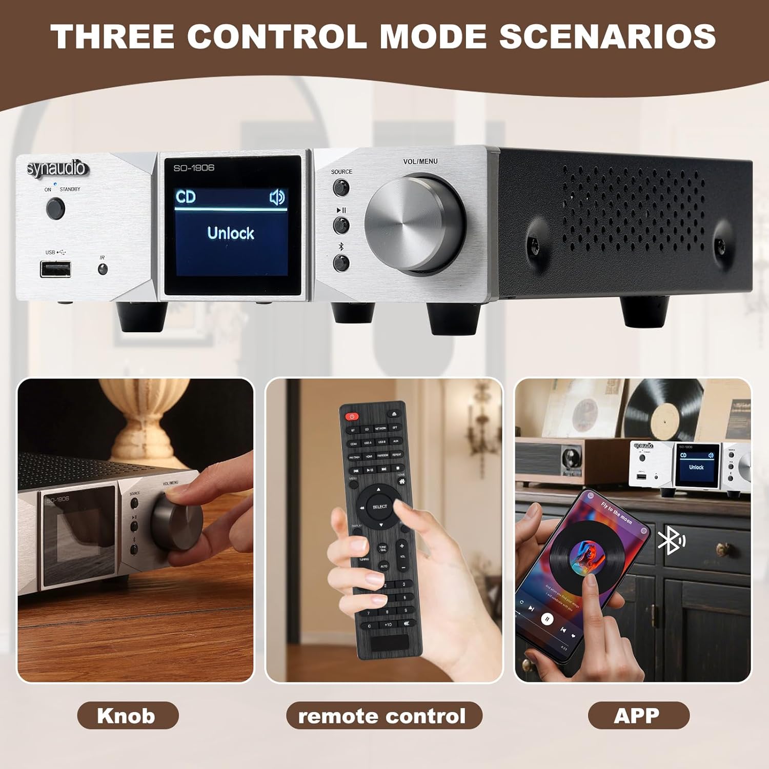 Compact 200W High - Power Bluetooth PowerAmp, 100W x 2CH Class - D, Rich Input Options, 1.77" Display​