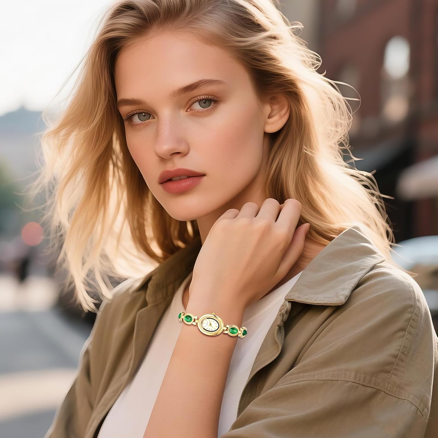 Avaner Women's Gold Bracelet Watches: Ladies Oval Face Colorful Rhinestones Adjustable Band Vintage Retro Elegant Quartz Wrist Watch - Image 4