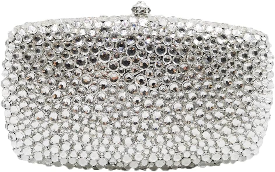 Boutique De FGG Rhinestone Clutch Bag with Spikes Bling Evening Handbags Crystal Clutch Purses for Women Wedding Party,Mini
