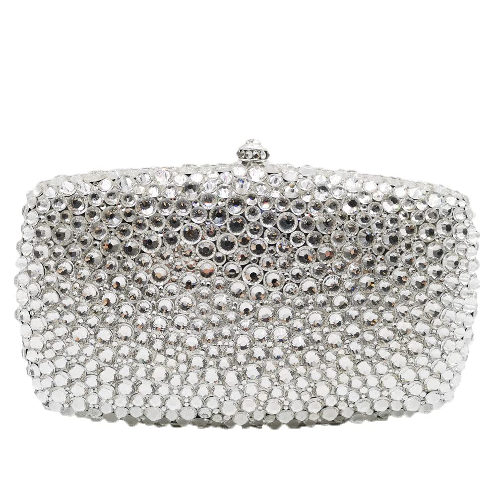 Boutique De FGG Rhinestone Clutch Bag with Spikes Bling Evening Handbags Crystal Clutch Purses for Women Wedding Party,Mini