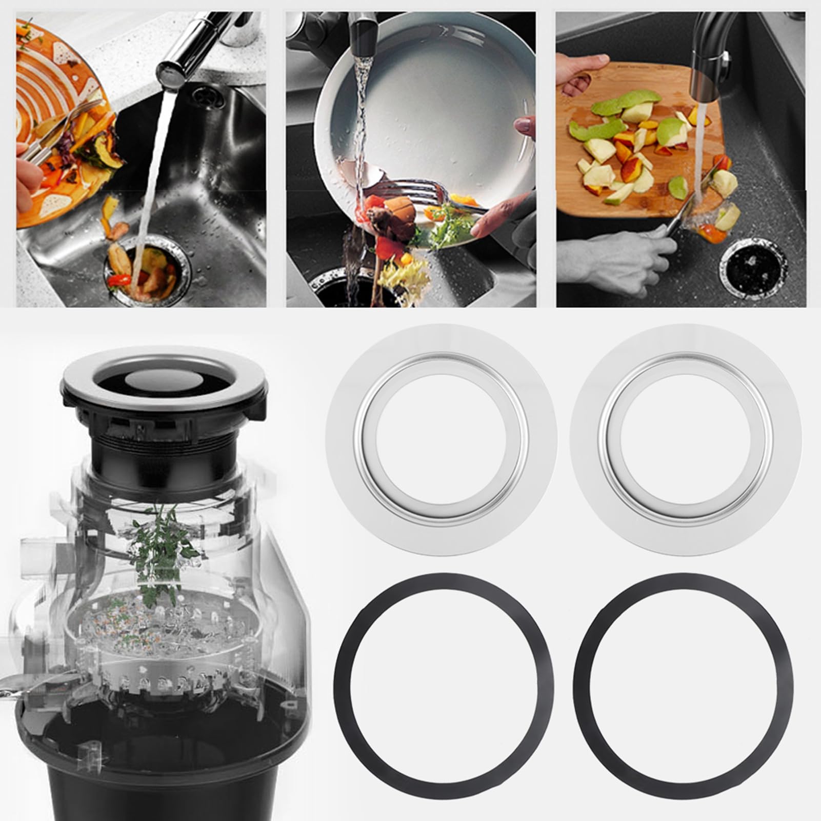 Adaptador de triturador de alimentos en acero inoxidable duradero para fregadero