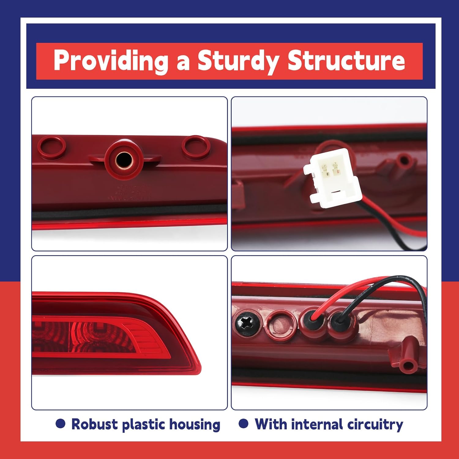 92750-2P000 High Mount Brake Light Compatible with Kia Sorento 2011-2015 without Rear Spoiler, Rear Center 3rd Third Stop Lamp Tail Lights Red Housing, Replace 927502P000