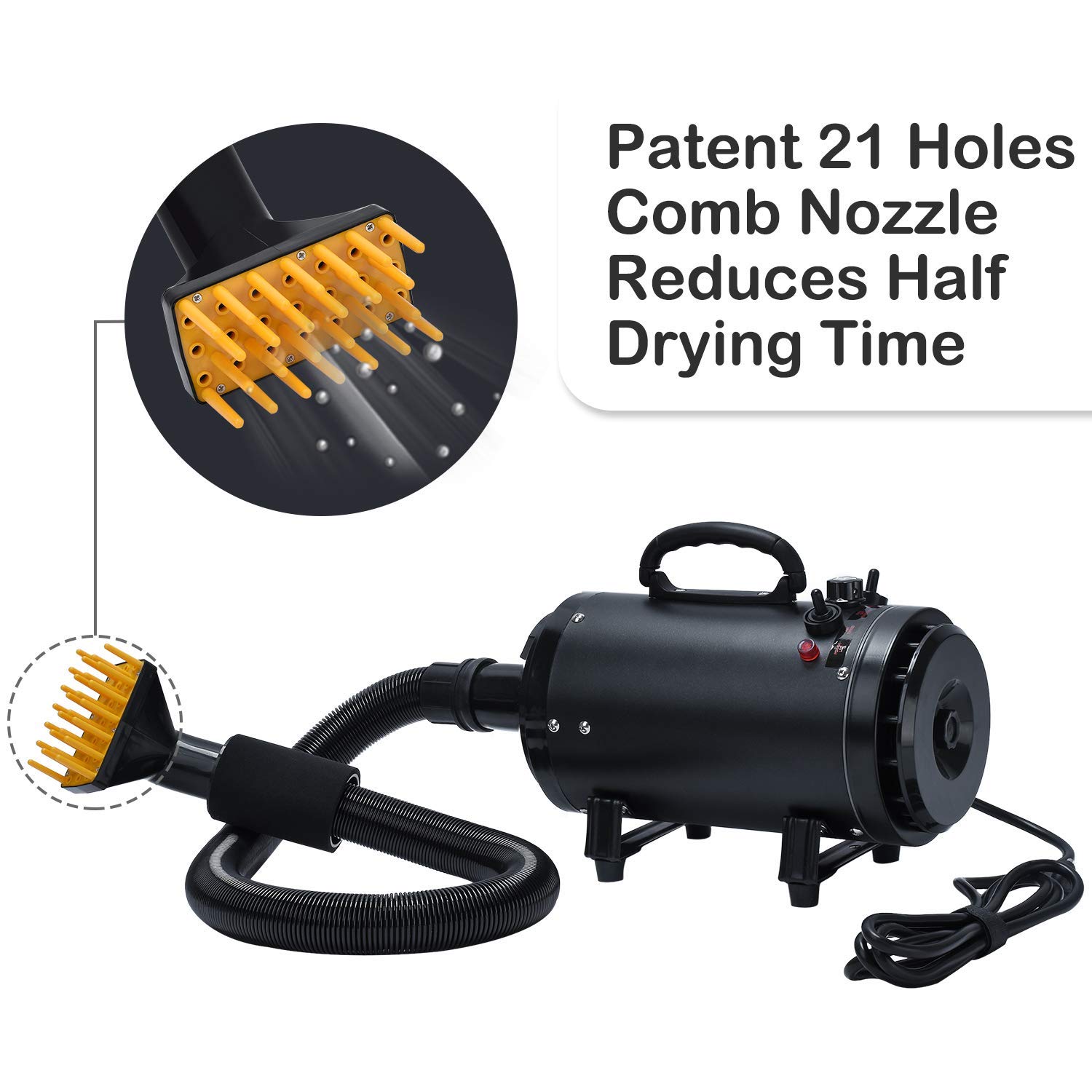 Free Paws Dog Pet Dryer Stand with 4.0 HP 2 Heat Stepless Airflow Grooming Dryer Combo, 2 Speed