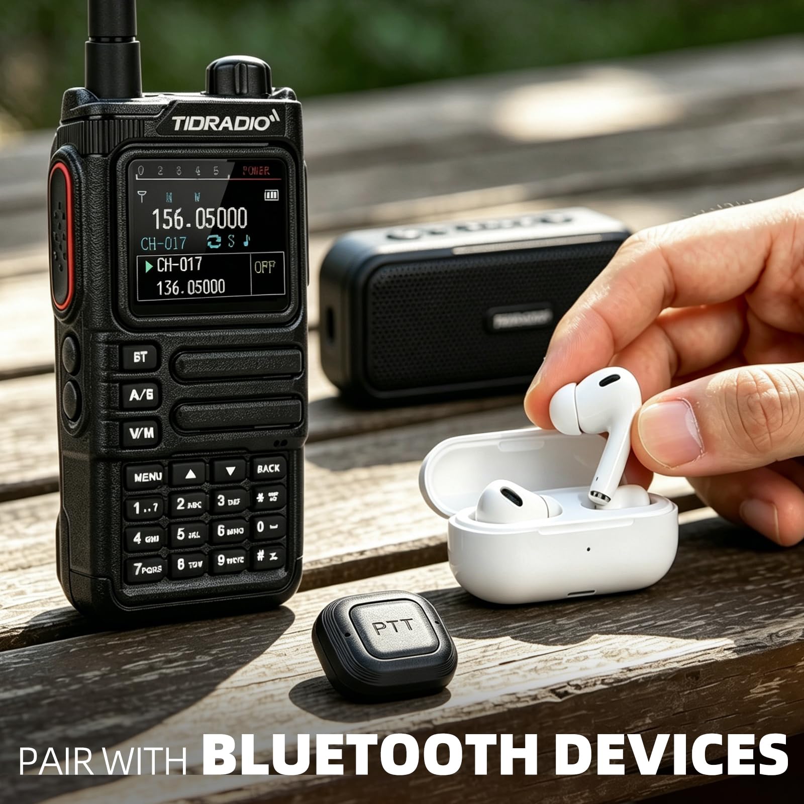 TIDRADIO TD-H9 Walkie Talkie, funkgerät, 10 Watt, GPS, APRS, Spektrumanalyse, SMS, Bluetooth-Programmierung, Web-Upgrade, NOAA, USB-C-Akku, Funkgerät für Erwachsene mit hoher Reichweite – Schwarz