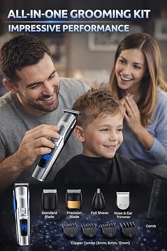 Miniatura 4 de La recortadora para hombres cuenta con maquinilla de afeitar eléctrica impermeable para tus necesidades, incluyendo nariz, cuerpo, cara y bigote,