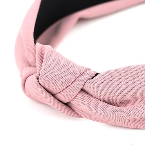 Miniatura 6 de YISSION 4 diademas anudadas para mujeres y niñas, bandas anchas antideslizantes para la cabeza, bandas para la cabeza de moda, diadema con nudo