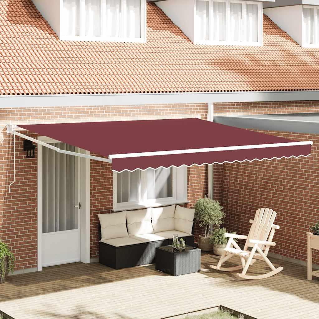 Toldo de 400 x 300 cm, toldo articulado automatizado con mando a distancia para terraza y balcón, toldo de terraza, color burdeos, robusto marco de aluminio