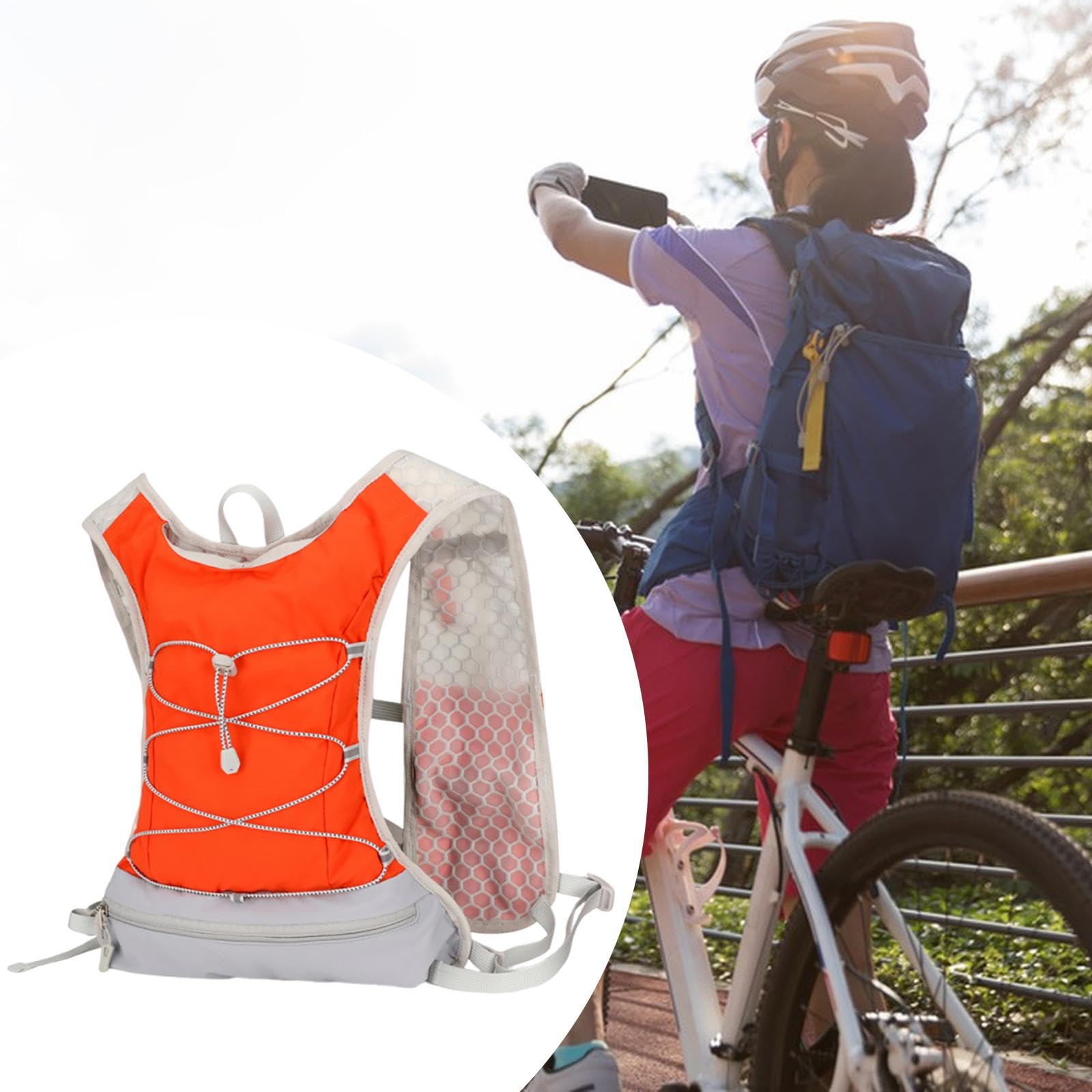 Vaveren Running Vest for Women Men Outdoor Sports Bag Lightweight Breathable Water Pack Hydration Vest for Cycling Marathoner Jogging, Orange