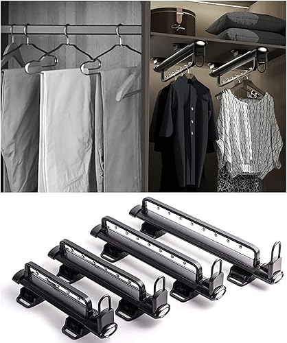 Miniatura 5 de DarbuT Extendable Clothes Rail - Sliding Wardrobe Closet Rod, Adjustable 25-46 Cm Clothes Rail Wardrobe, Hanger Extendable Trouser Hanger, for