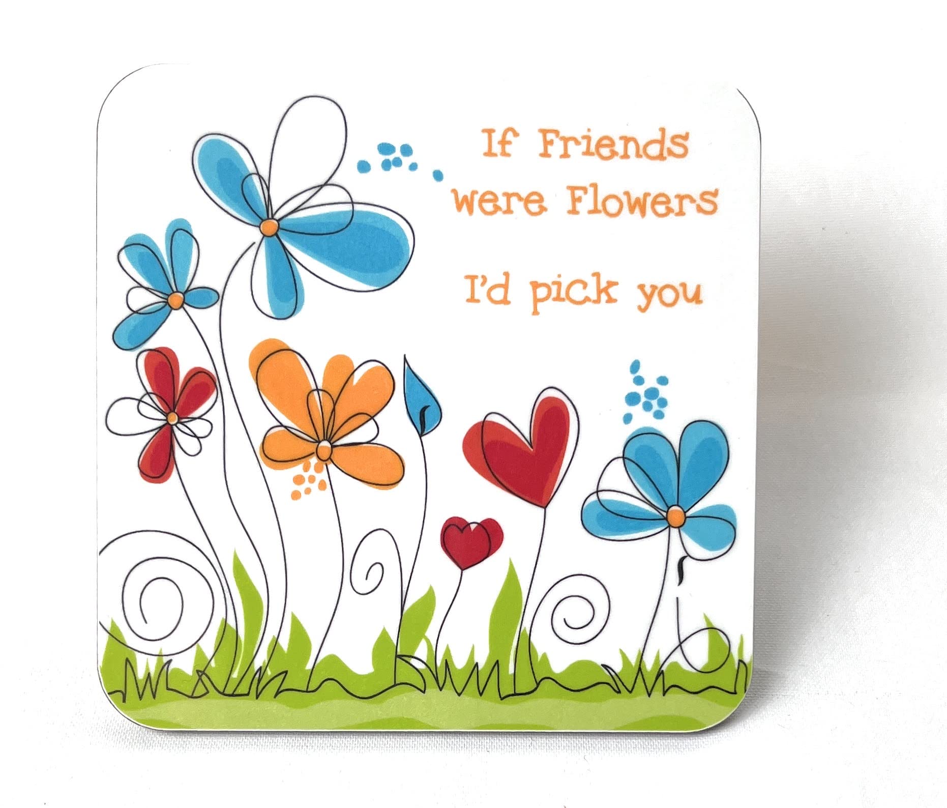Hoorayuk White Novelty Gift Coaster- Uplifting Message And Flower Design For Friends - Unique Birthday Gift - Made In Uk