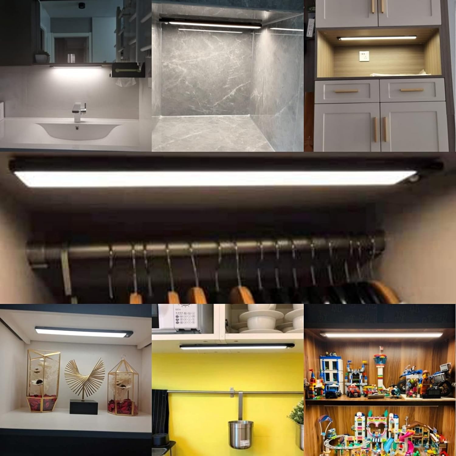 Adjust Brightness USB-C Rechargeable Wireless Homelife 78-LED Strip Lights, Under Cabinet Lighting Night Light Motion Sensor for Closet, Kitchen, Wardrobe, Cupboard Lamp (15.7 in)
