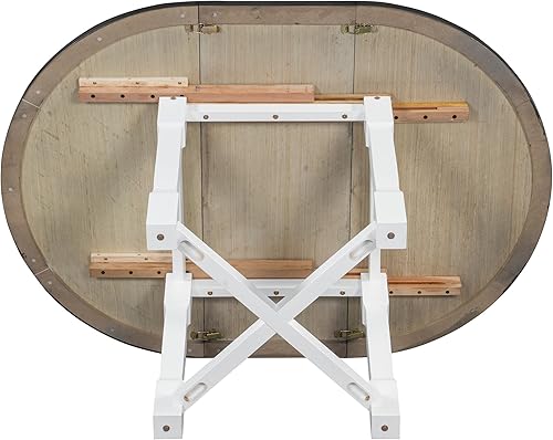 Miniatura 4 de Merax Mesa de comedor extensible de 5 piezas y 4 sillas tapizadas, juego de mesa de comedor redonda ovalada para 4, juego de mesa de cocina de