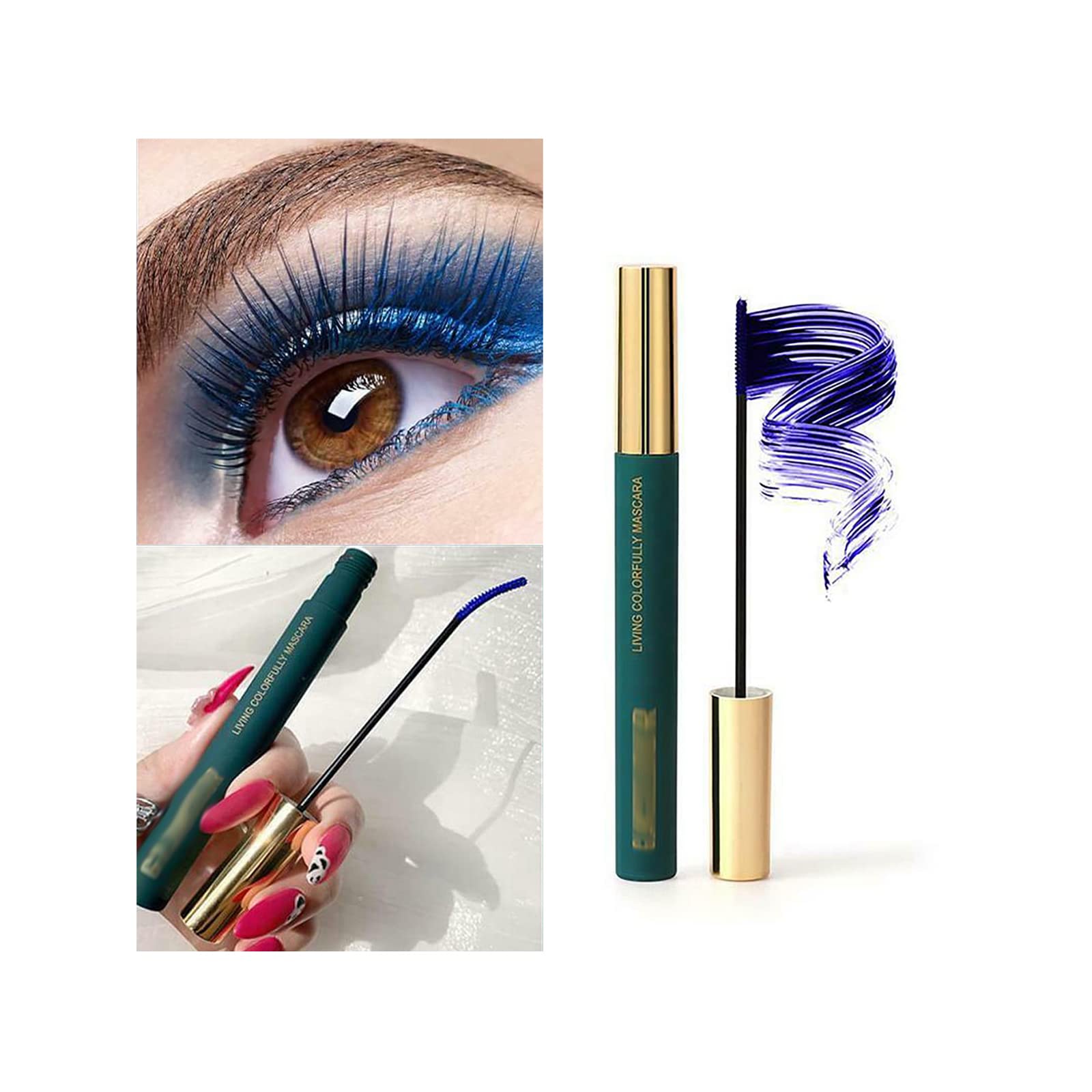 Magic Color Skinny Mascara,4D Fiber Lash Mascara Waterproof (Blue)