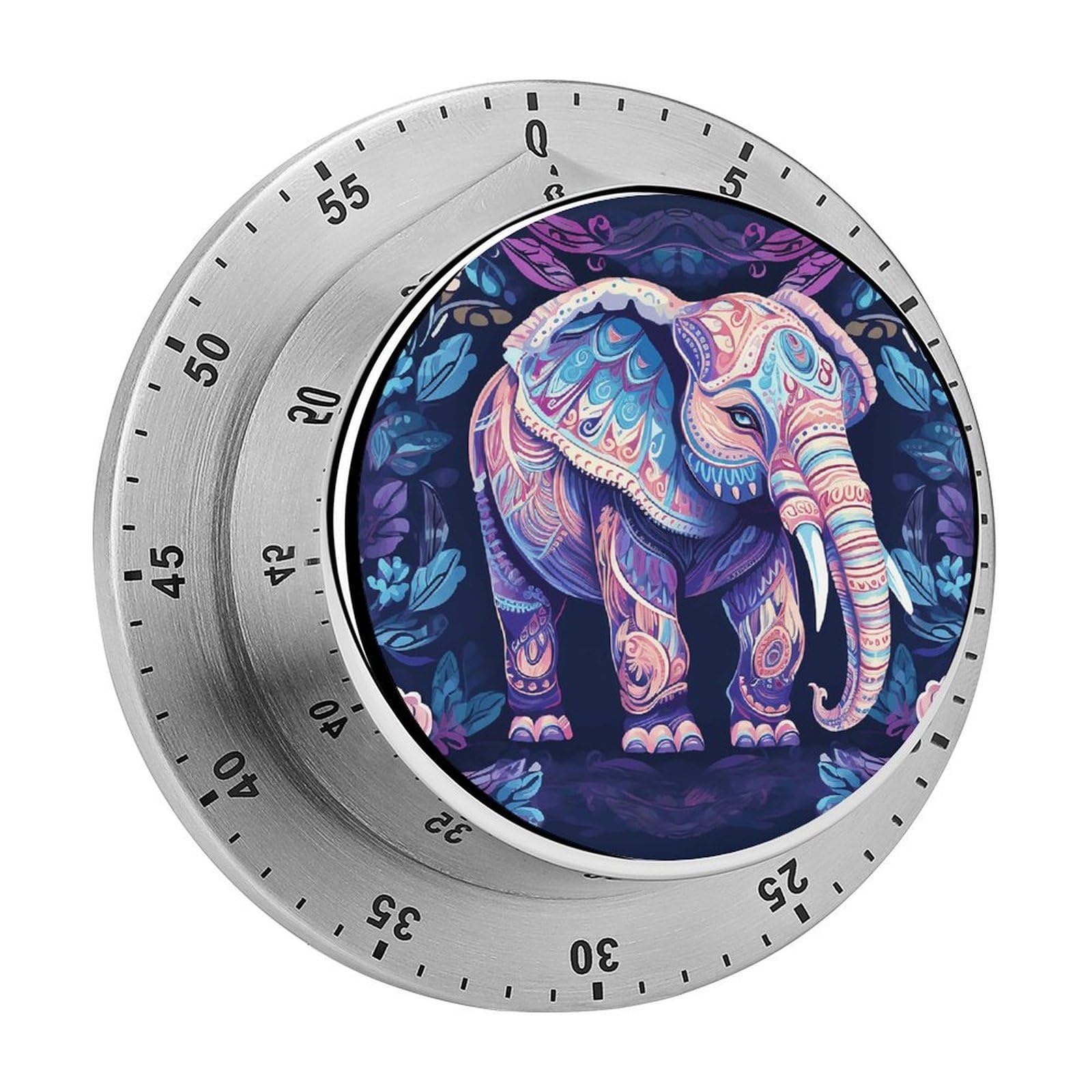 Purple Elephant Kitchen Timer Chef Cooking Timers Clock with Loud Alarm Exquisite Stainless Steel Mechanical Desk Timers Magnetic Backing 60 Minute Visual Timer for Work