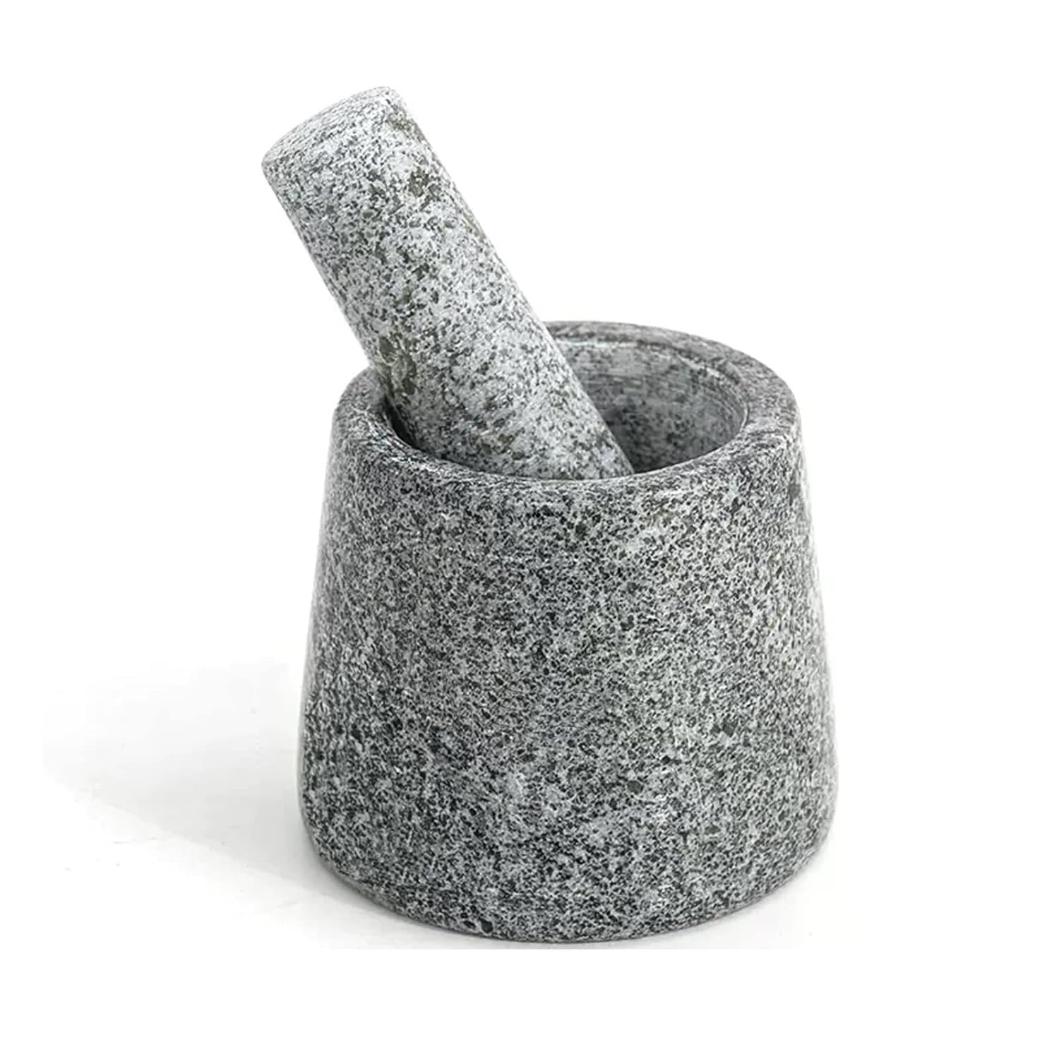 Juego de mortero y maja de granito, cuenco molinillo de piedra de 4,7 pulgadas for especias, hierbas, ajo