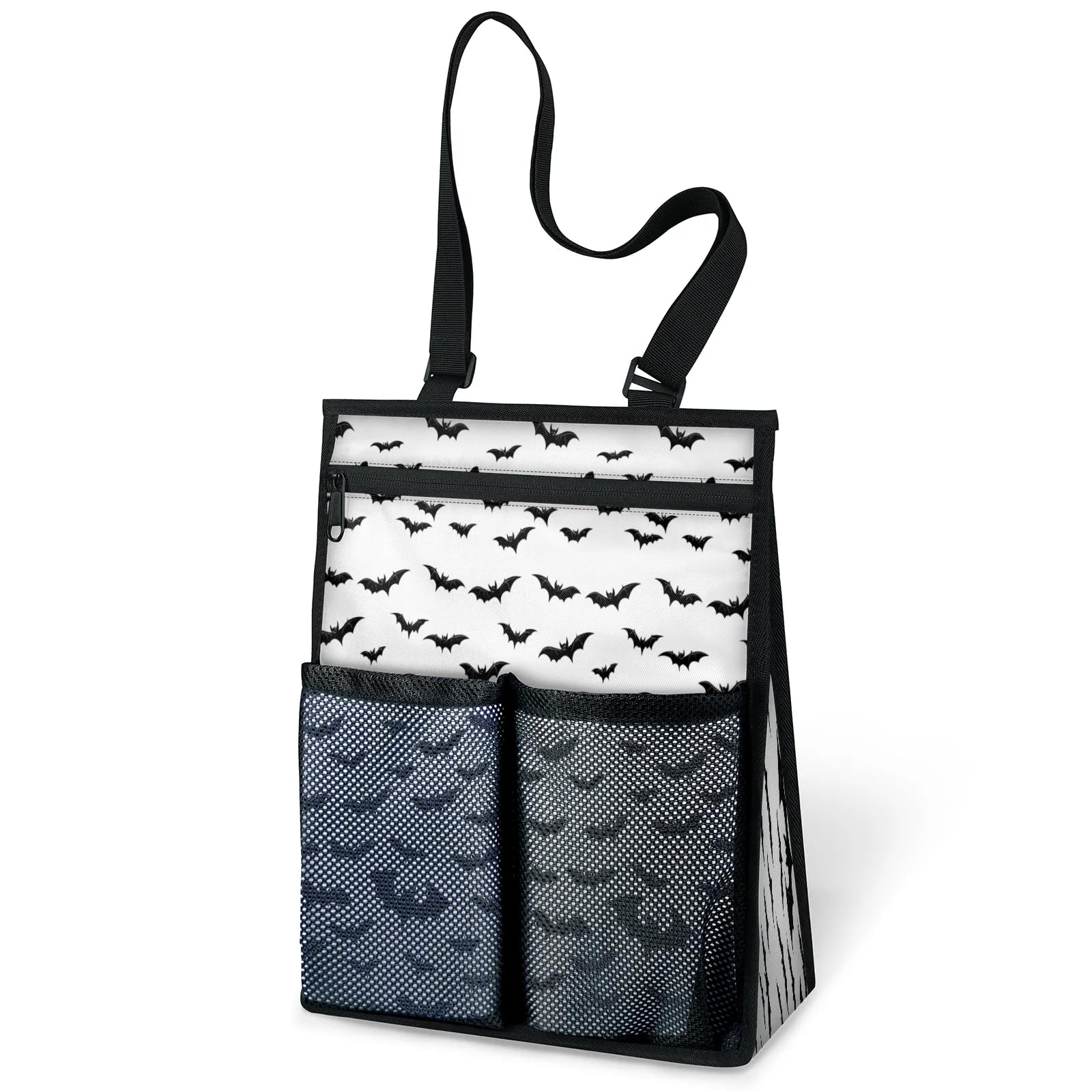 Ourtheme Bats Pattern Portable Shower Bag for Travel Gym Camp Beach Tote Shower Caddy Bags Hanging Toiletry Organizer