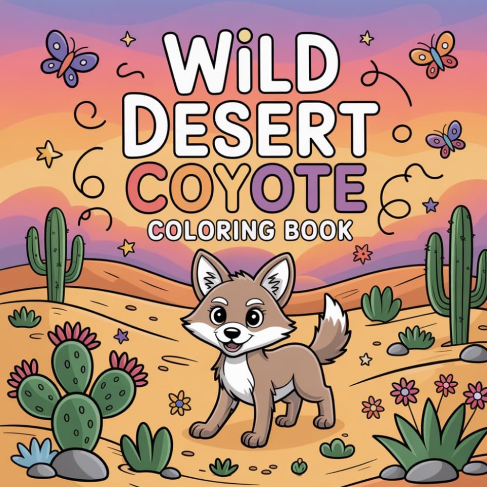 Wild Desert Coyote Coloring Book: coyote wild dog relaxation women coloring book, prairie coyote stress relief kids color book, coyote desert animal ... forest mammal relaxation adults color book