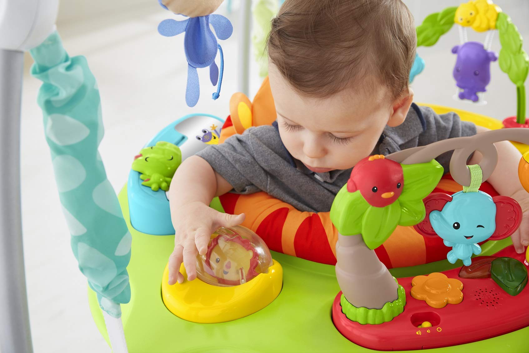 Fisher-Price Saltador Animalitos de la Selva, Producto para Bebés, con Música, Luces, Sonidos y Accesorios, Regalo para Bebés de 6 o más Meses, Tigre, 1 Unidad (Paquete de 1)