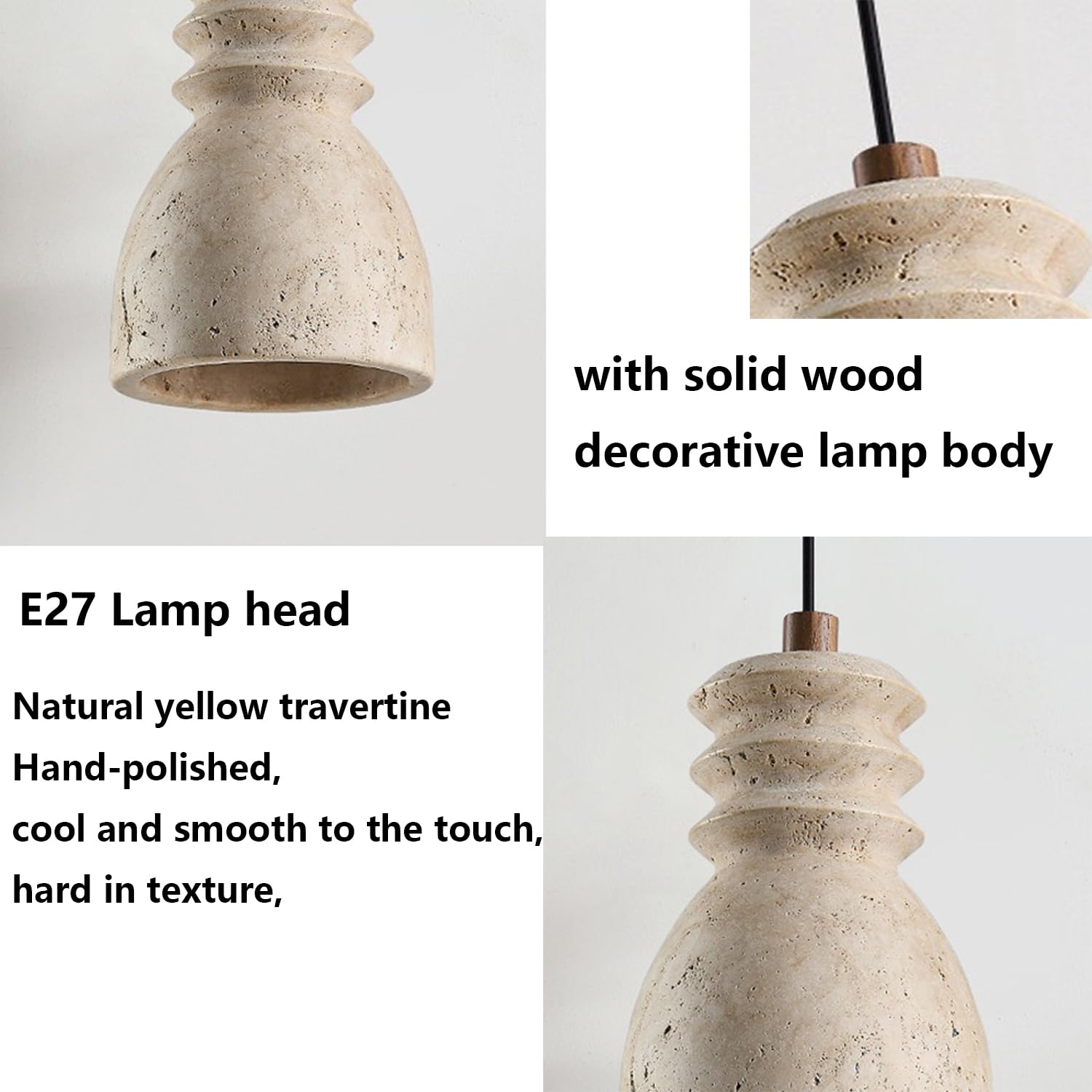 Lampa Wisząca Z Trawertynu, Podstawa E27, Lampa Wisząca Do Sypialni