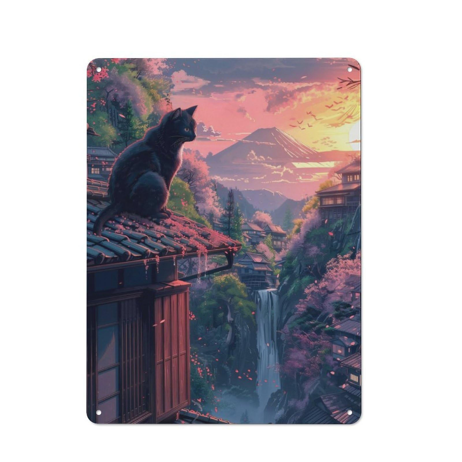 Junmoney Tokyo At Sunset Vintage Tin Sign 40X30cm With For Garage Wall, Suited To People Furnishing A Garage