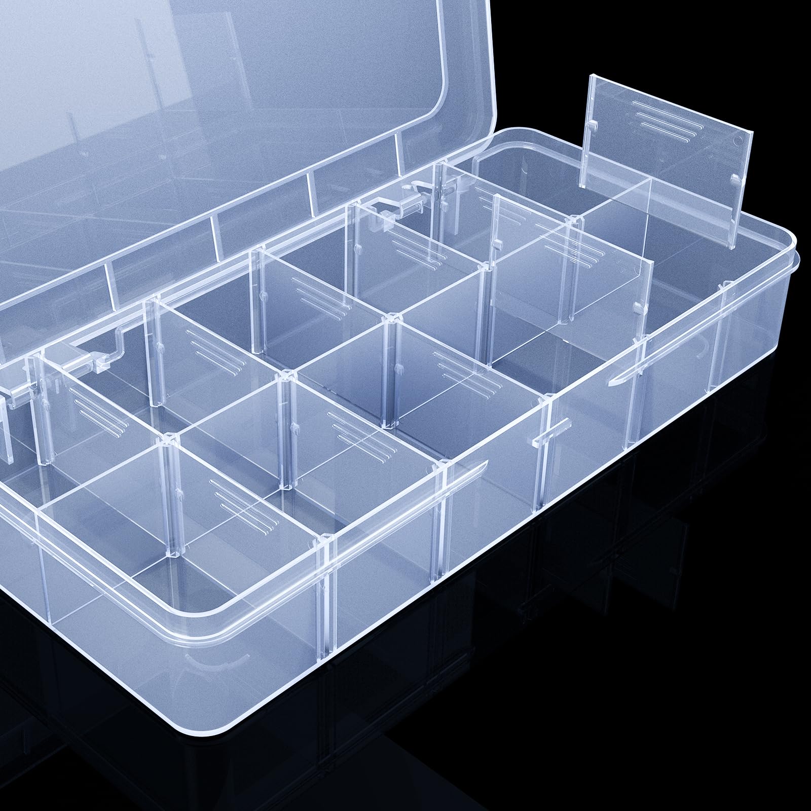 Kunststoff-Organizer Mit 12 Fächern – Transparente Aufbewahrungsbox Für Angelzubehör, Schmuck, Werkzeug & Mehr