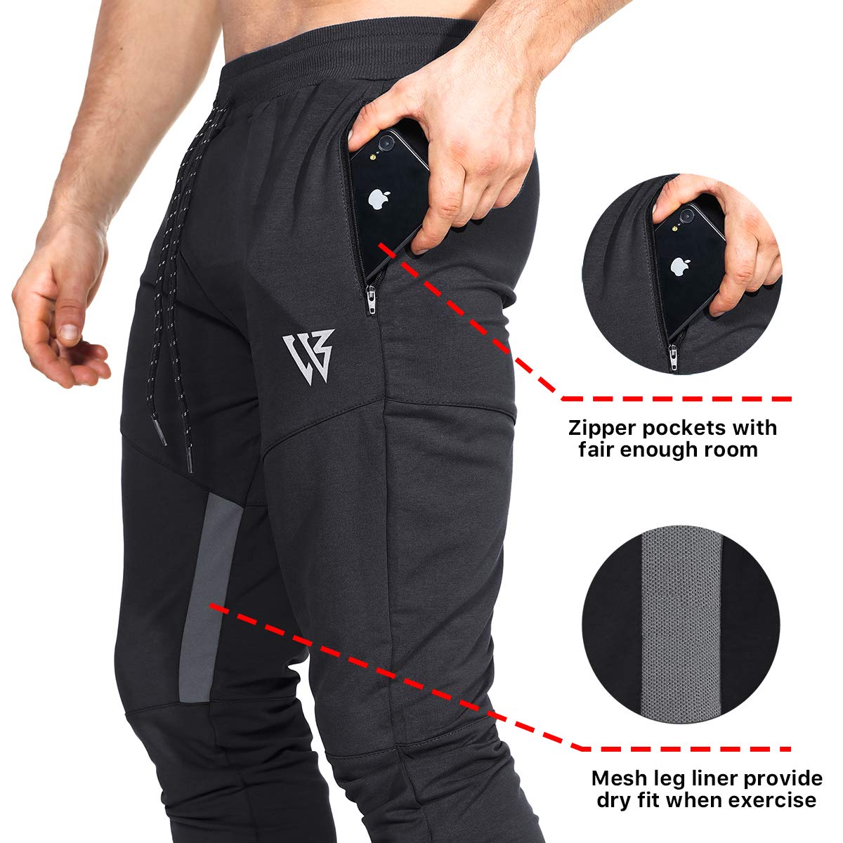 BROKIG Pantaloni della Tuta da Jogging da Palestra Vertex da Uomo con Tasche