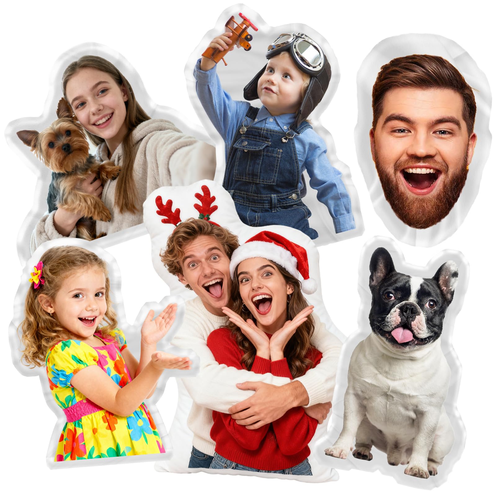 FCPFCP Custom Pillows with Picture, Personalized Face Body Pillow, Custom Pet Pillow Memorial Gifts, Personalized Christmas Valentine's Day Gifts for