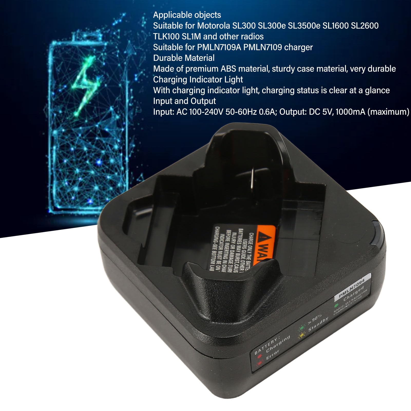 Base di Ricarica per Walkie Talkie, Stazione di Ricarica Radio Bidirezionale per Walkie Talkie SL300 SL300e SL3500e SL1600 SL2600 TLK100 SL1M, per Caricabatterie PMLN7109A PMLN7109