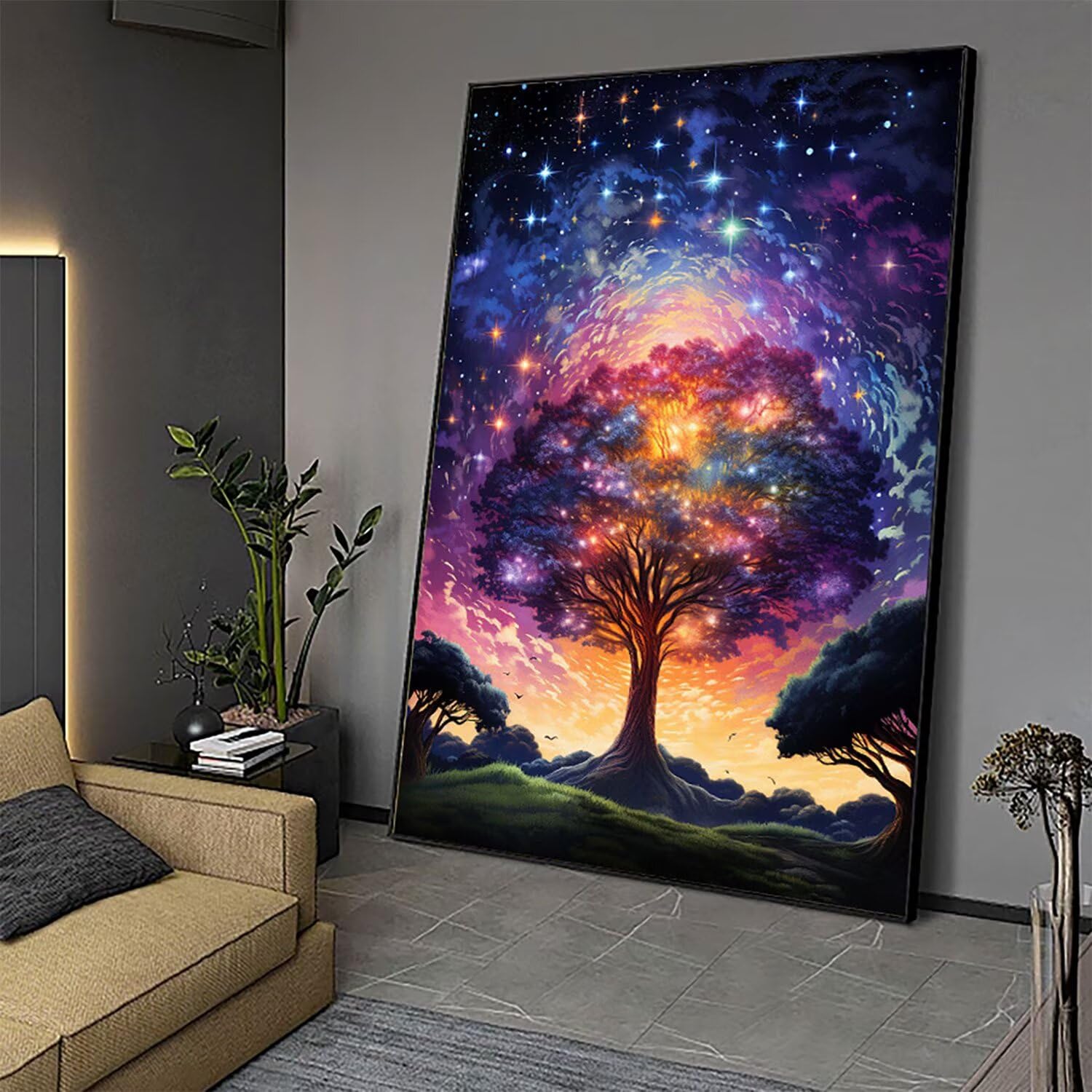 Diament Malarstwo Sen Diament Malarstwo Dorosły Duży XXL 90 x 70 cm 5D Drzewo Życia Okrągły zestaw do malowania diamentami Zestaw do dekoracji ścian, Kreatywny wypoczynek Dorosły Kobieta Prezent 0Y