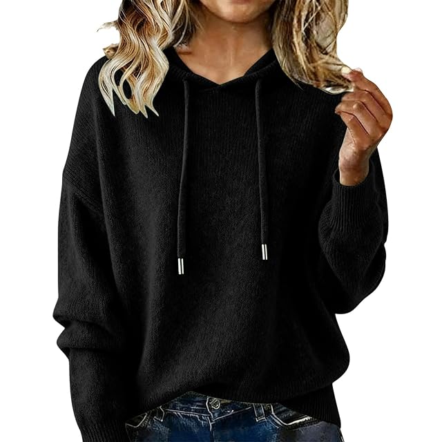 Cashmere Sweaters for Women Merino Wool Cozy Lightweight Pullover Tops Long Sleeve Knitted Hoodie Fall Winter Sweater