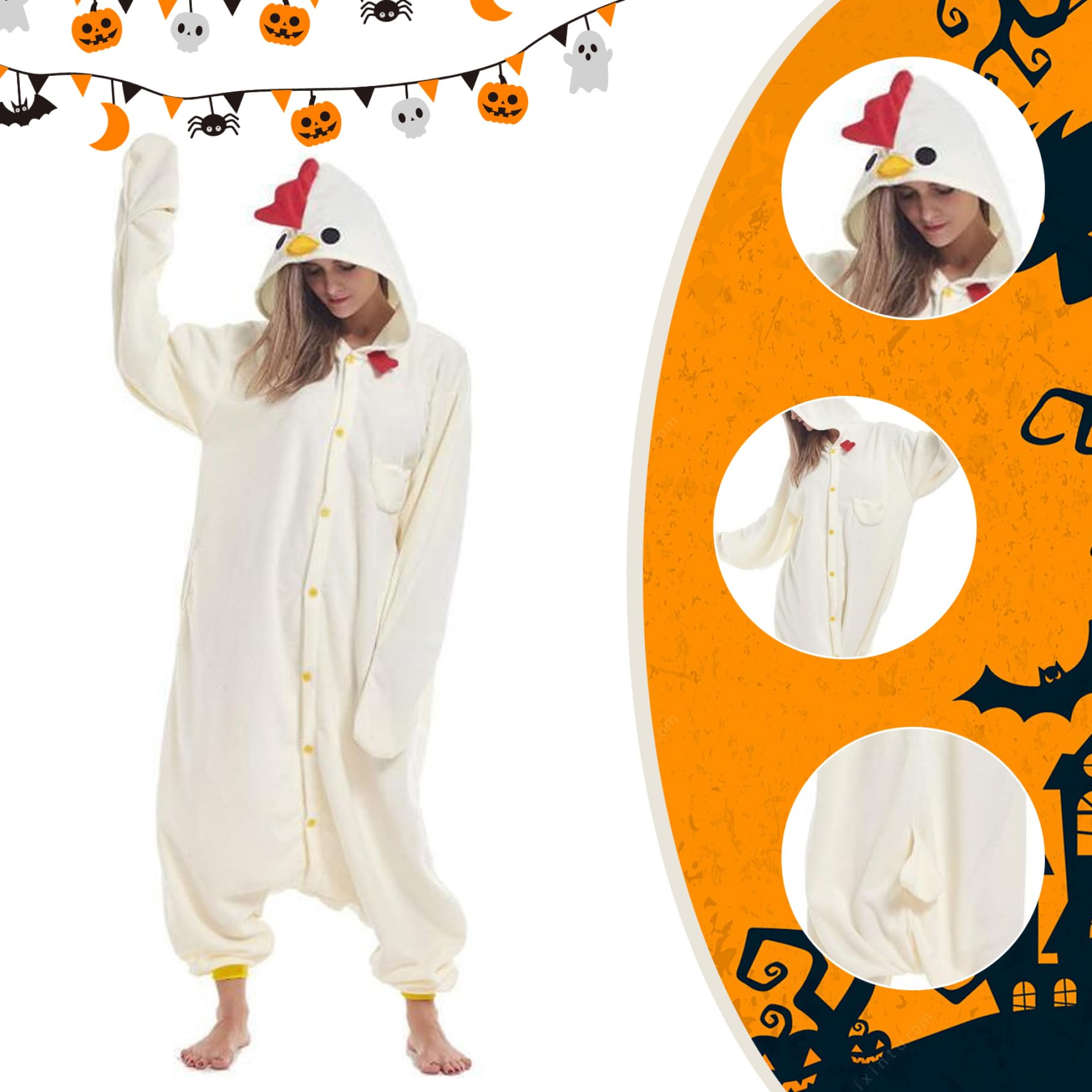 Disfraz de Halloween Cosplay Onesie Polar Polar Disfraz de pollo unisex