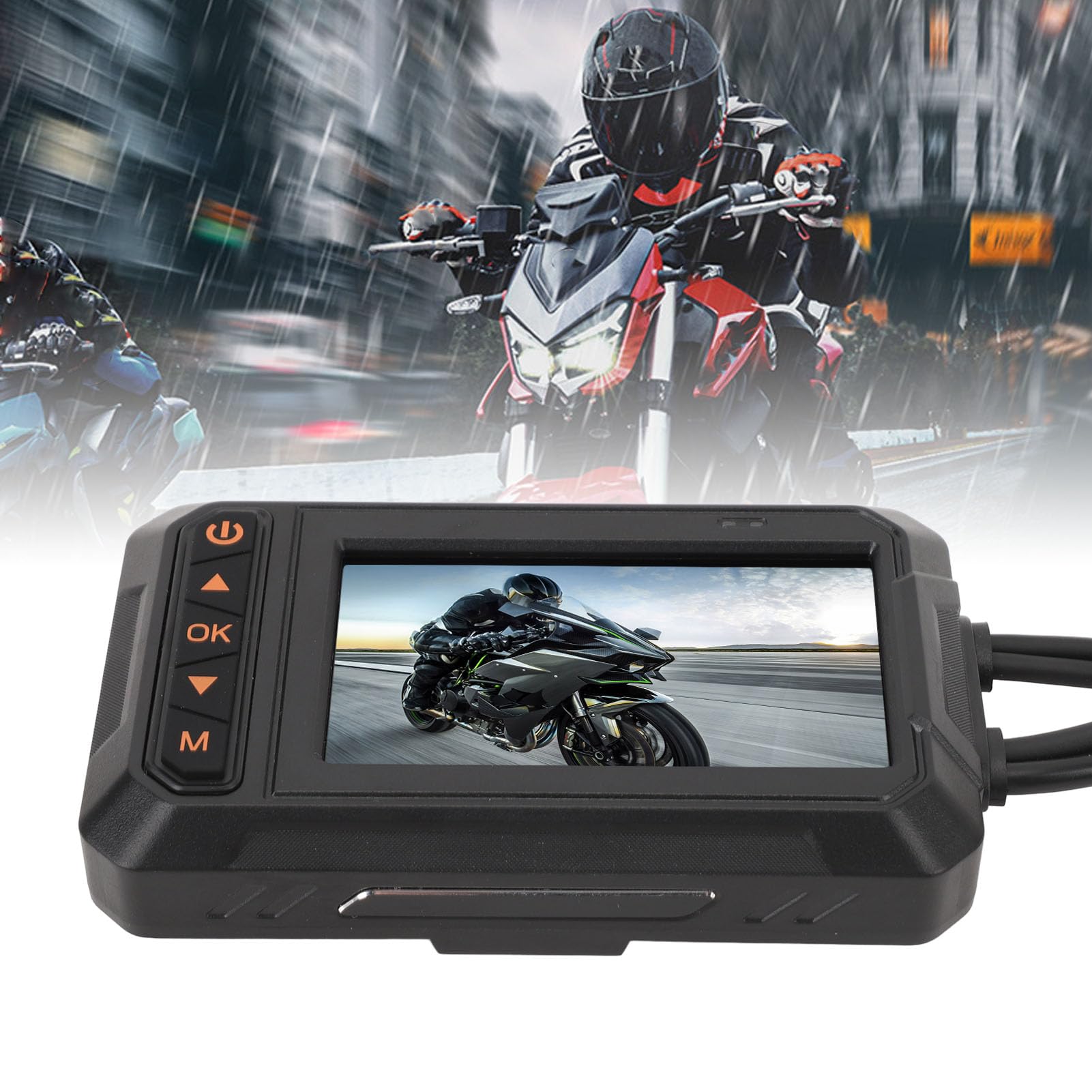 Motocyklowa kamera na deskę rozdzielczą Podwójny obiektyw szerokokątny 150° Rejestrator jazdy 3-calowy ekran IPS Wodoodporna kamera IP67 Monitor wideo Full HD do motocykli