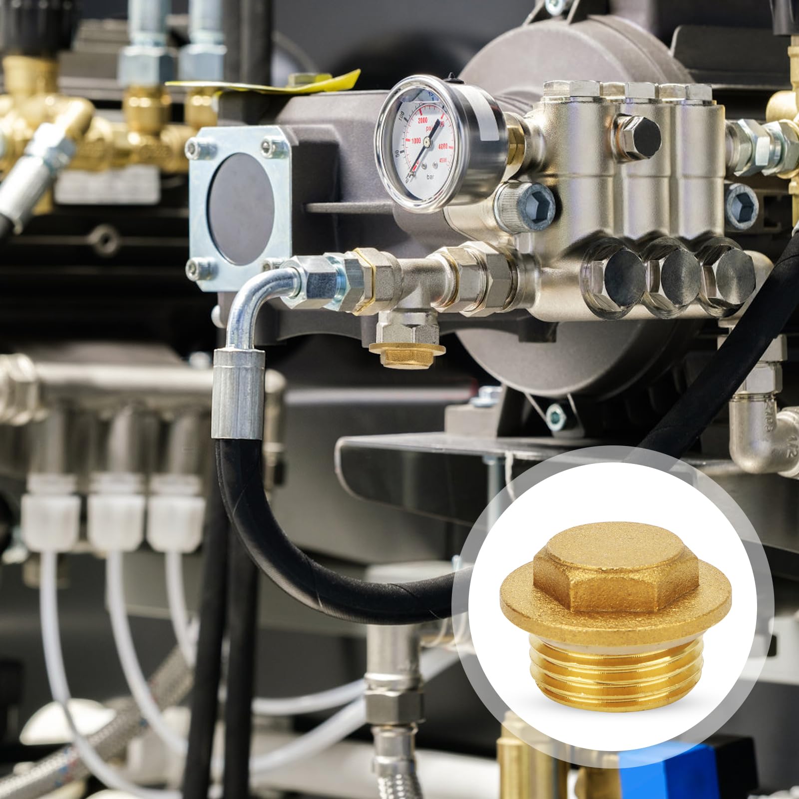 Pack Of 4 Brass Plugs, 1/2 Inch Male Thread Sealing Plug, Brass Plug With Rubber Ring, Blanking Plug Pipe End Cap With Rubber Ring For Pipe - View #11