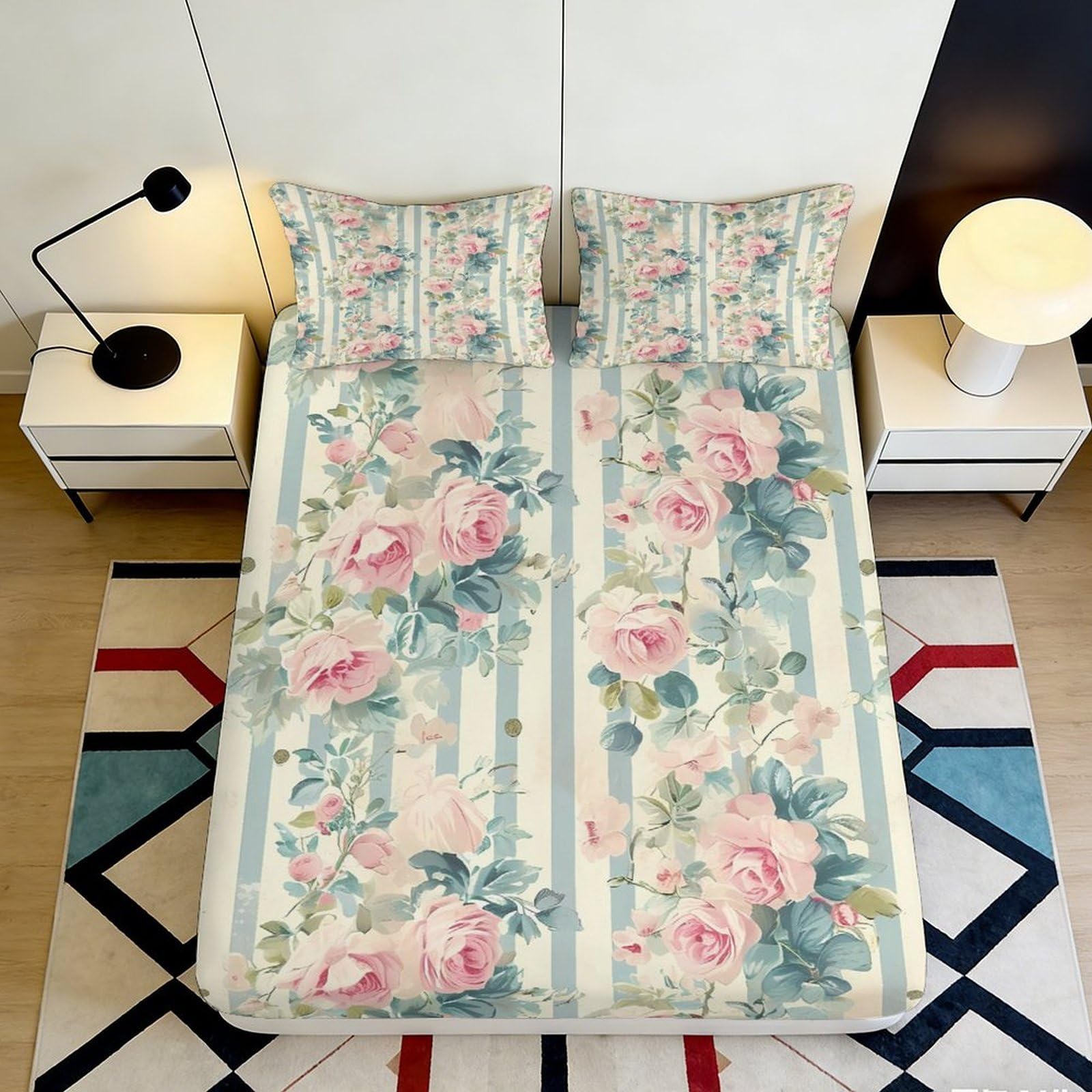 3D Printed Music Pattern Fitted Sheet Microfiber Non-Slip Deep Pocket Bedroom Bedding Instrument Mattress Fitted Cover Washable 90x200x25cm