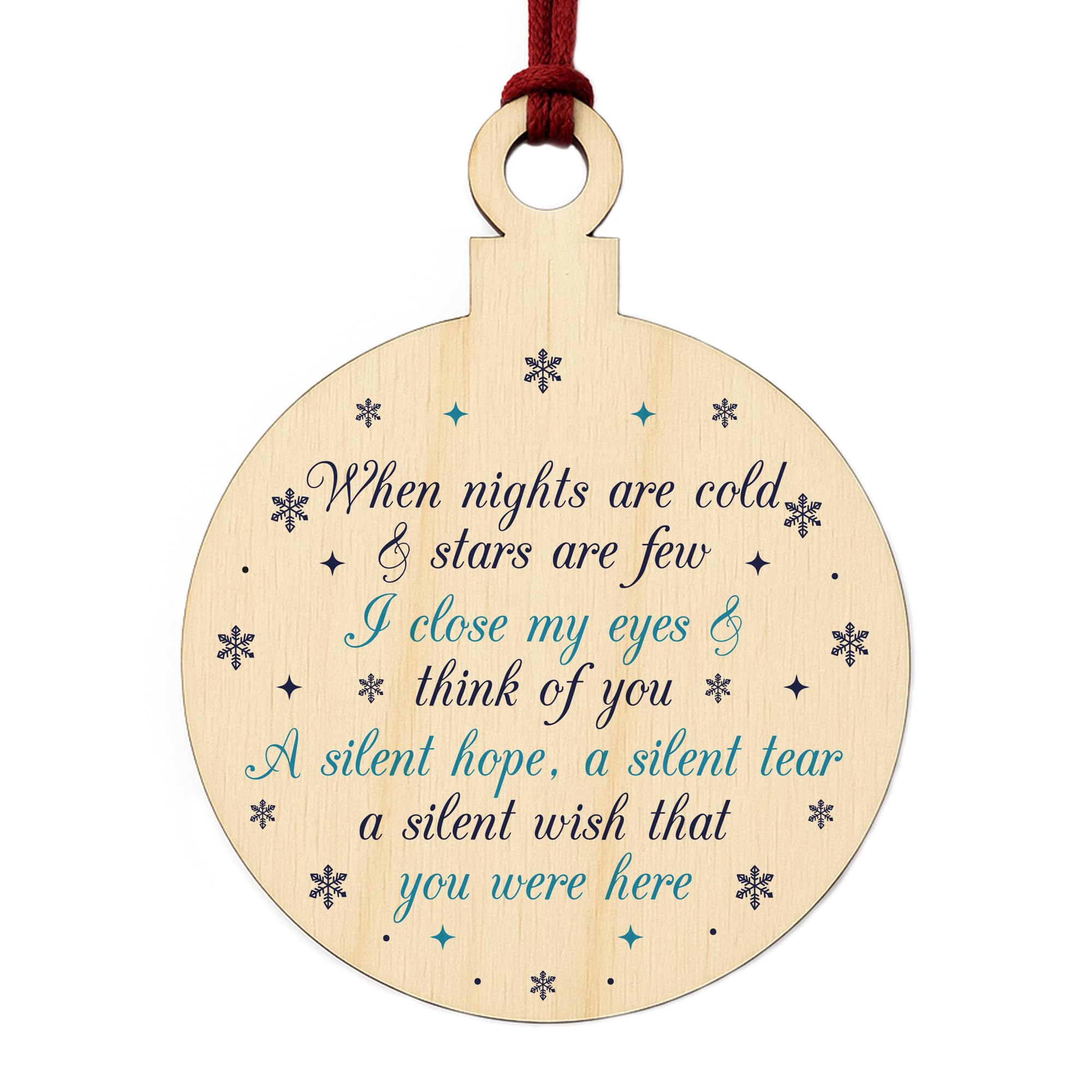Memorial Plaque For Mum Dad Nan Grandad At Christmas Wood Bauble Gift