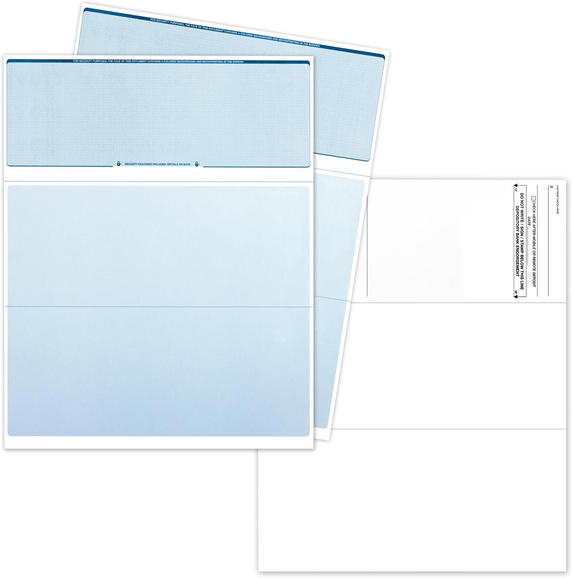 Check O Matic Computer Paper - 100 Pack - Top Blank Stock s - Security Features & Laser Printer Compatible - Blue Diamond